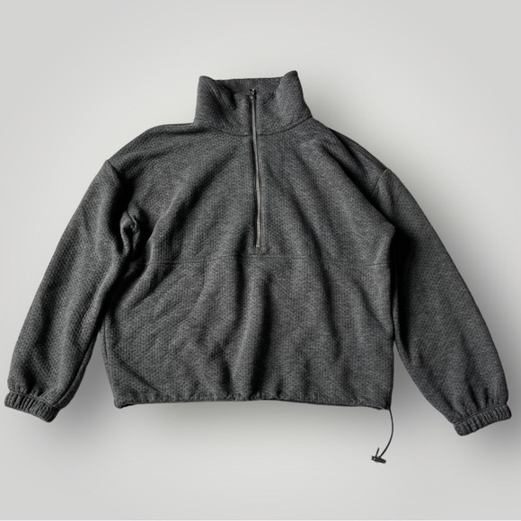 J Crew Terry Sweatshirt Pointelle Half Zip XS Oversized Boxy - Picture 1 of 12